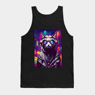 Techno Cat In Japan Neon City Tank Top